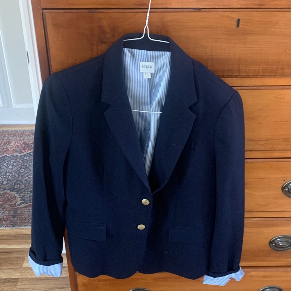 J. Crew Dark Blue Blazer with Gold Accents